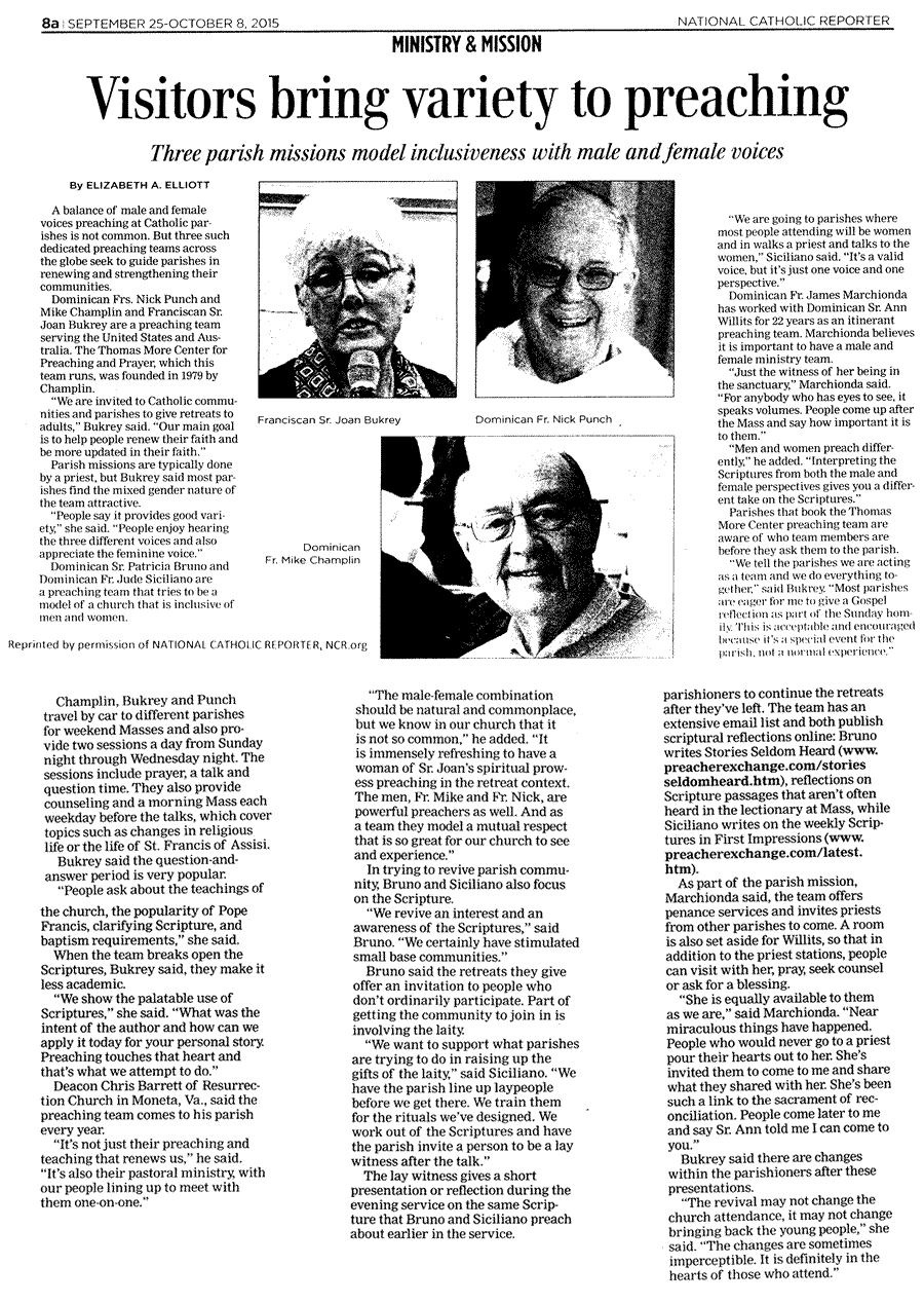 National Catholic Reporter Article 2015